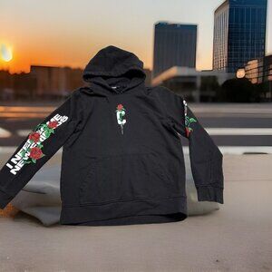 ✅Womens L Cropp Design Lab Graphic Print Black Hoodie I Need Some New Friends